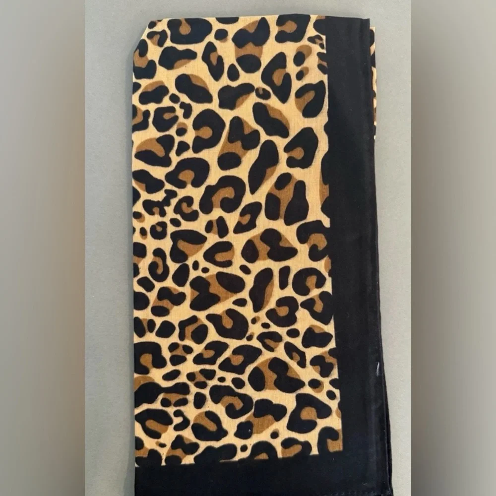Animal print bandana neck hat tie purse bag decor head wrap do-rag black brown